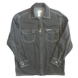 Calvin Klein Jeans Boxy Full Front Zip Denim Overshirt Stone Wash Cotton Small